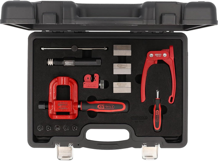 KS Tools 122.1290 FLAREFIX 1 Universal-Bremsleitungs-Bördelgerät-Satz mit Hydraulik-Spindel,