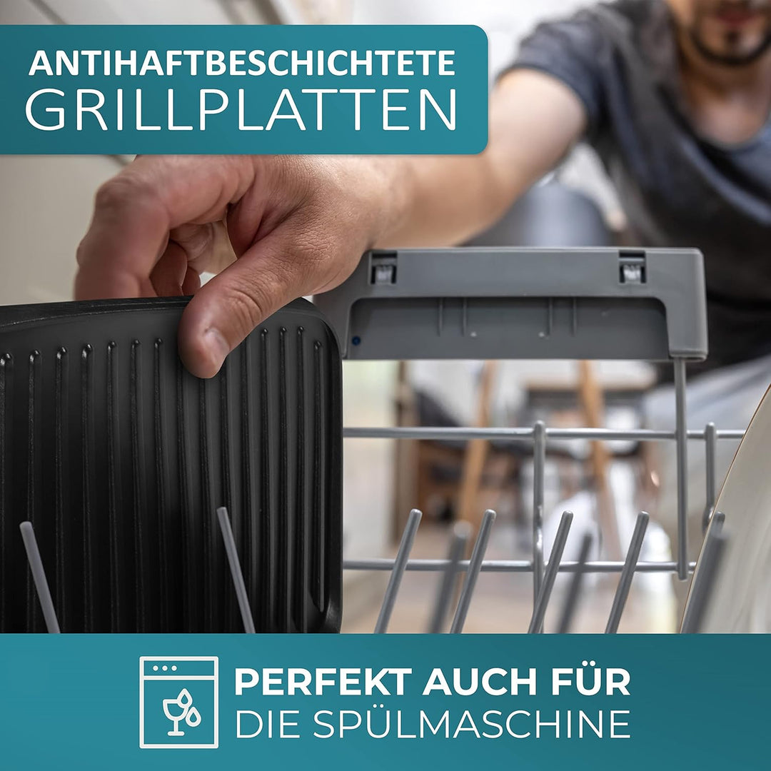 XXL Kontaktgrill abnehmbare Platten | 30 Minuten Timer | Panini Toaster | Sandwichtoaster | elektris