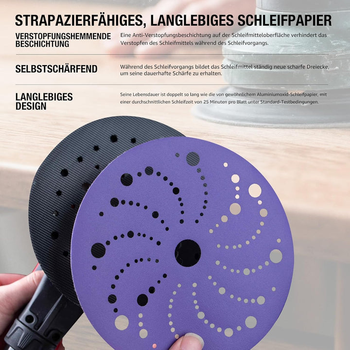 Schleifscheiben 150mm Klett 40 Körnung Keramik Schleifpapier Blau Poröses Schleifscheiben, Exzenters