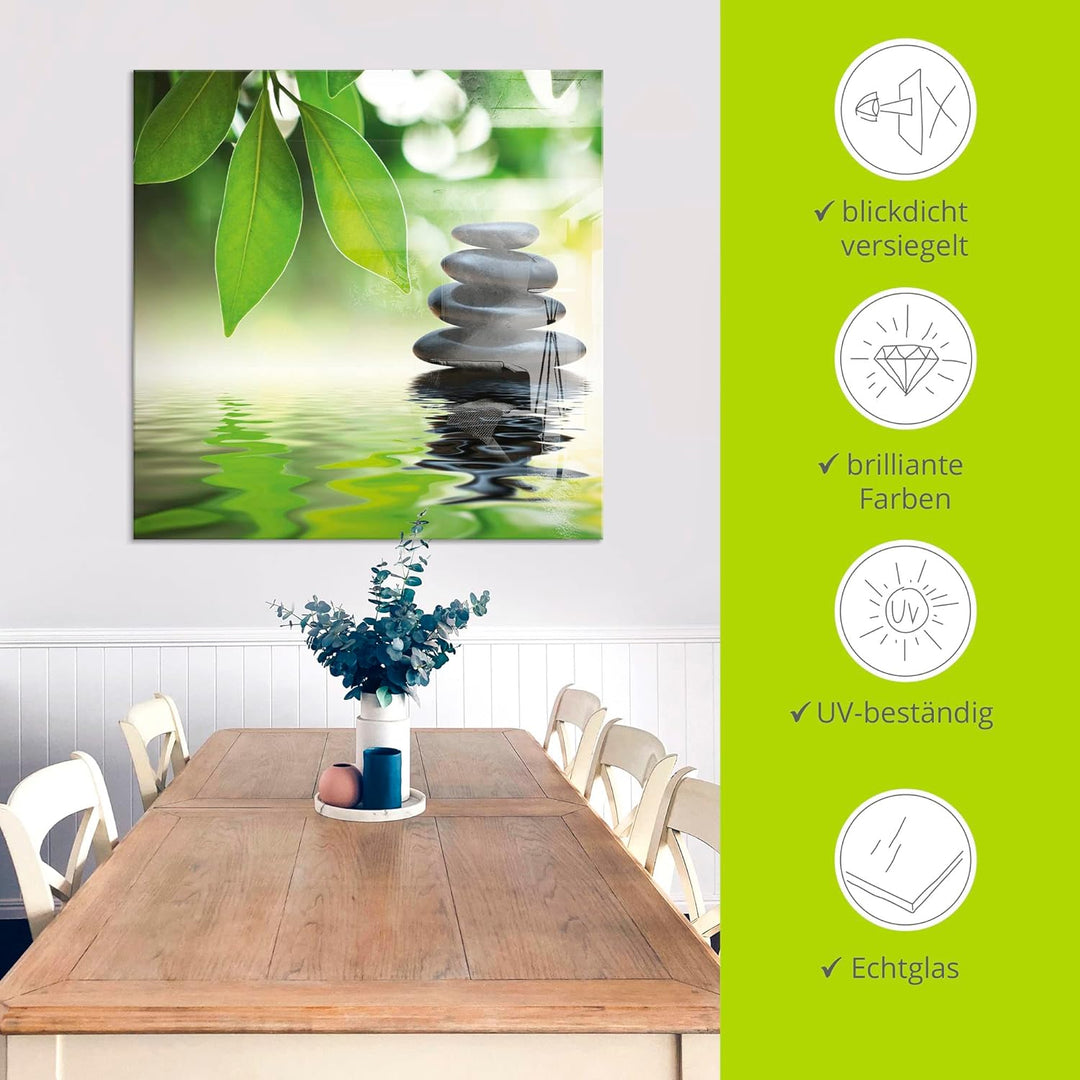 ARTland Glasbilder Wandbild Glas Bild einteilig 45x60 cm Hochformat Asien Wellness Entspannung Spa Z