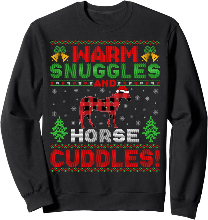 Warme Kuscheln und Pferdekuscheln hässliches Pferd Weihnachten Sweatshirt