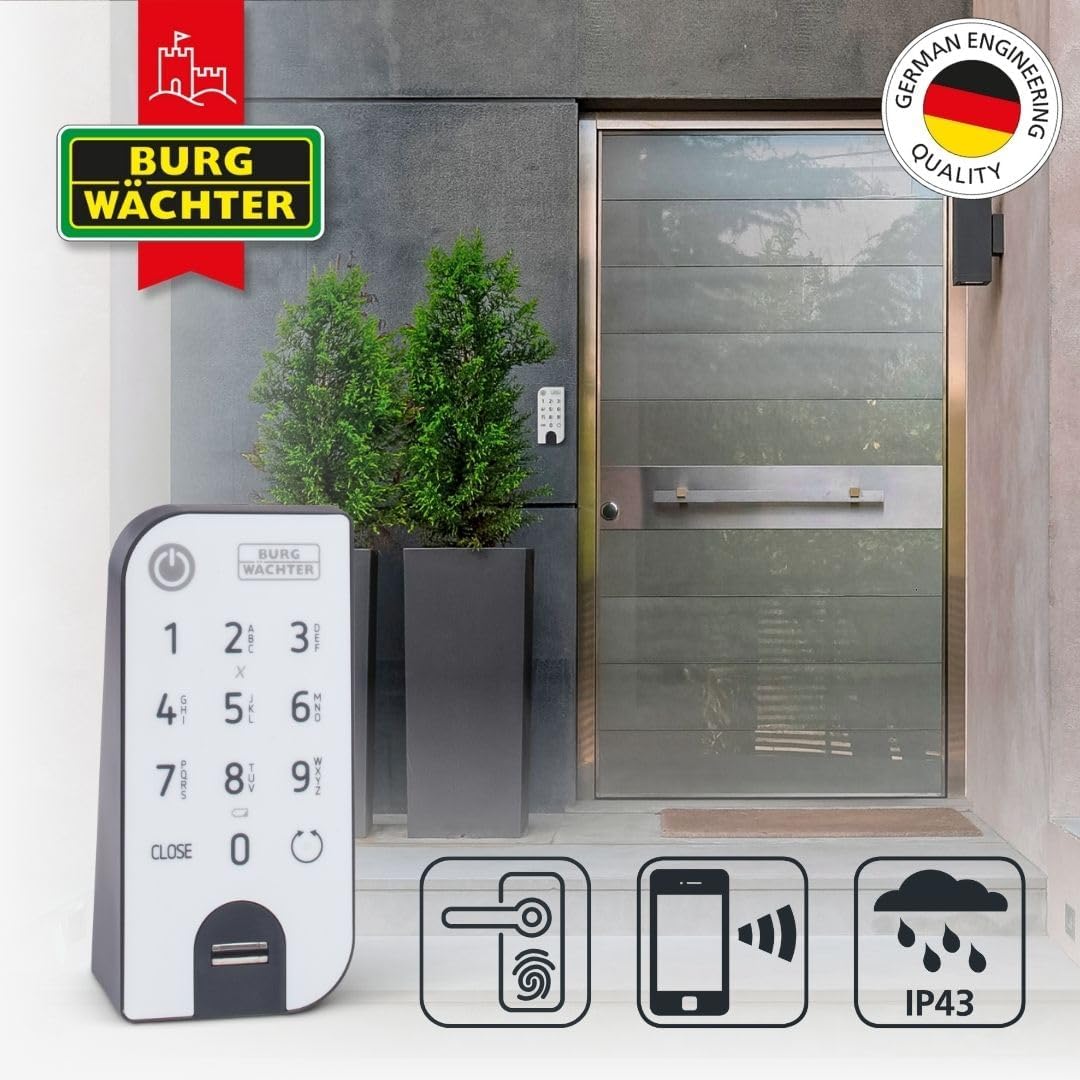 BURG-WÄCHTER Elektronisches Türschloss, Zylinder und Keypad, Öffnung mit App, Fingerprint, Pincode o