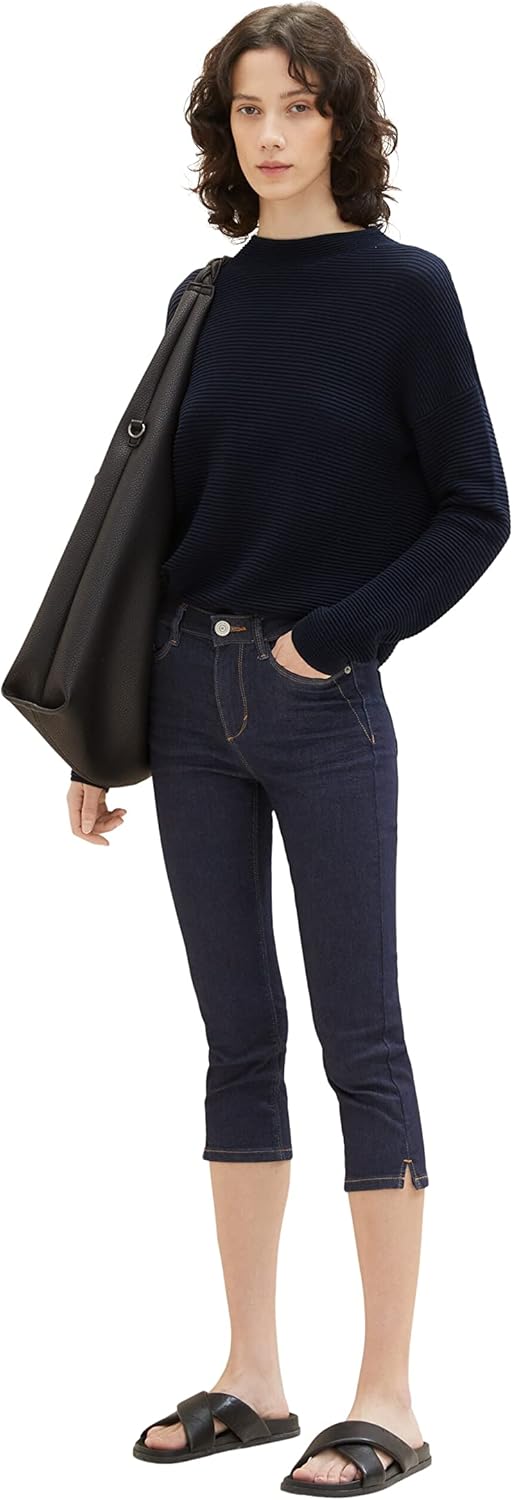 TOM TAILOR Damen Kate Capri Jeans, 10138 - Rinsed Blue Denim