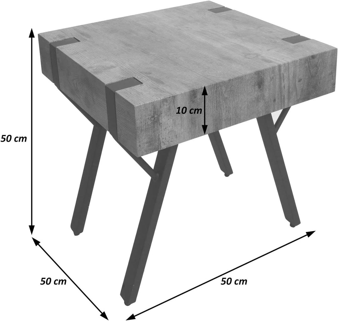 Mendler Beistelltisch HWC-L54, Kaffeetisch Nachttisch Loungetisch Couchtisch, Eisen MDF 50x55x50cm -