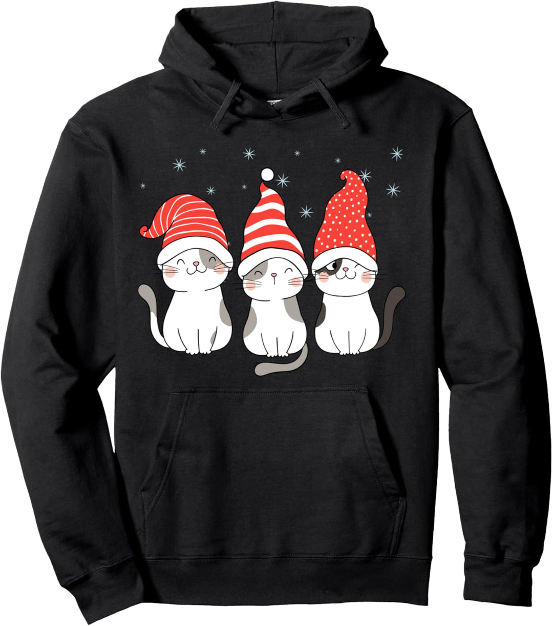 Süsse Katzen Xmas Kätzchen Weihnachtsoutfit Pullover Hoodie