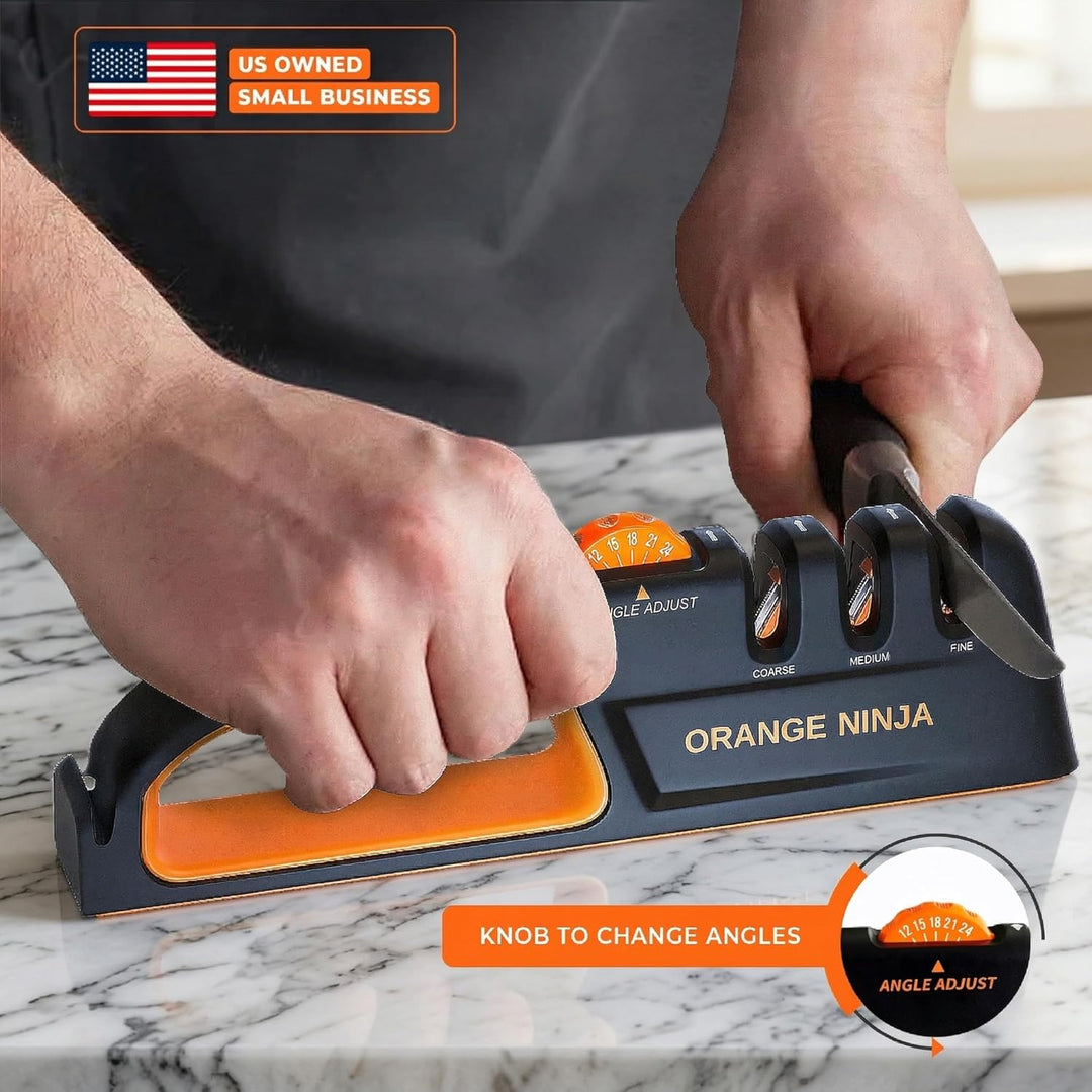Sharp Pebble Messerschärfer, Orange, Ninja, 5 verstellbare Schärfwinkel, hochwertiger Küchenmesser-S