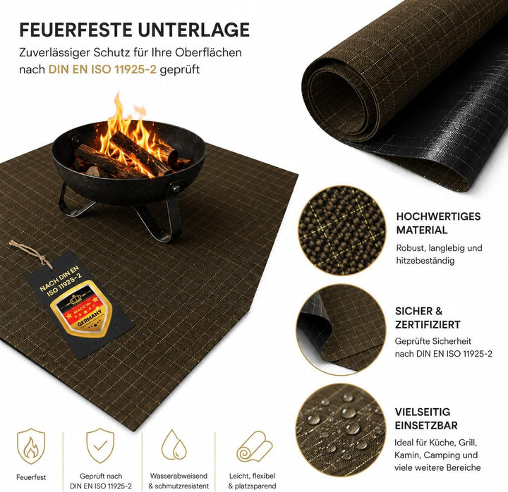 FireMat Gold Edition (30x30cm) feuerfeste Unterlage Premium Version – rutschfest - Lapitron / para-A