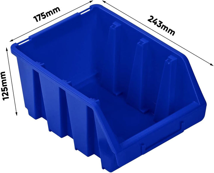 PAFEN Stapelboxen Set – 10x Stapelbox für Werkzeugwand 243 x 125 x 175 mm – Sichtbox Stapelkasten St
