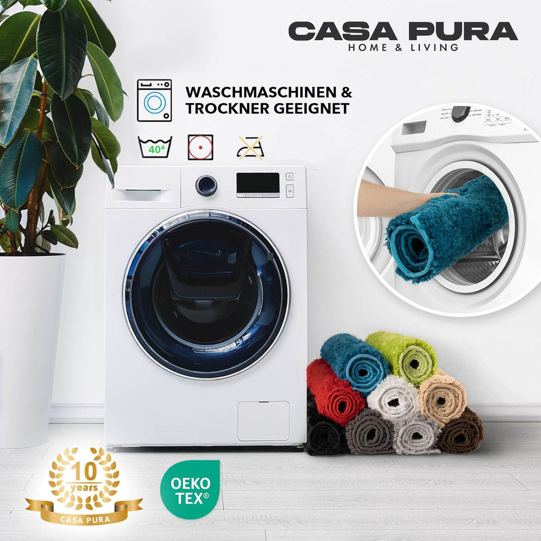 casa pura Badematte rot weicher, Flauschiger Badezimmerteppich in Shaggy Optik, Badvorleger rutschfe