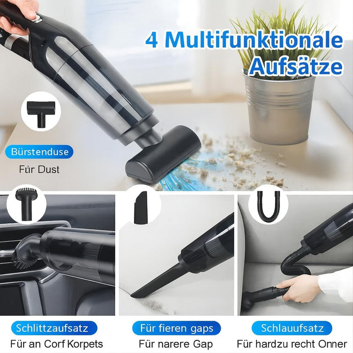 Handstaubsauger Akku mit 10.000Pa Starke Saugkraft,Kabelloser Staubsauger mit HEPA-Filter &amp; Aufsätze