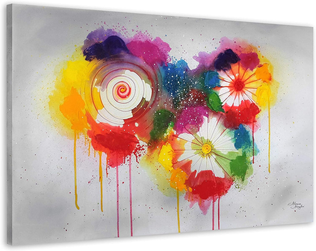 Monica Mirafiori I 100% HANDGEMALT I Gemälde Abstract Flowers 90x60cm | Gemälde Handgemalt | Acrylge