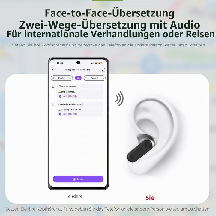 2025 NEUE NE20 AI-Übersetzer-Ohrhörer Echtzeit, 3-in-1 Bluetooth 6.0 Übersetzer-Kopfhörer mit 6 Über