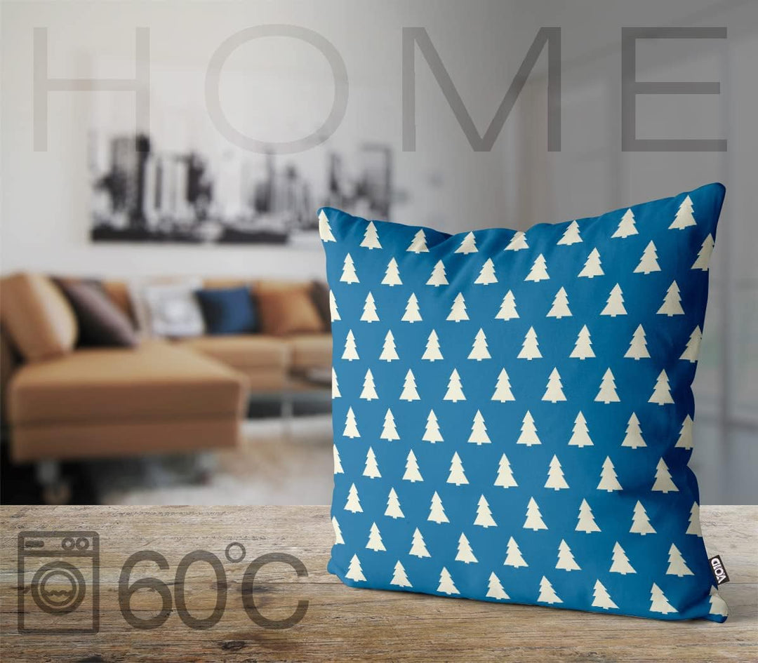 VOID Wald Design blau Kissenbezug Kissenhülle Sofakissen Kissen Deko Weihnachten Winter Weihnachtsde