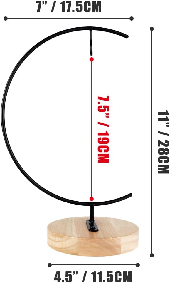 Ornament Display Stand - Runde Holz Eisen Hängende Stand Pflanzen Halter für hängende Glas Globe Air
