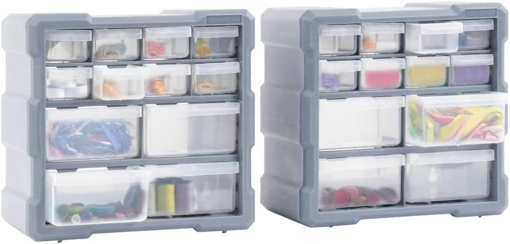 Multi-Schubladen-Organizer 2 Stk. 12 Schubladen 26,5x16x26 cm