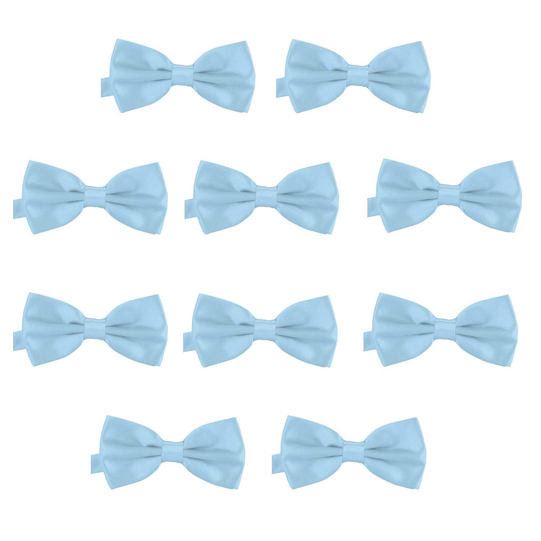 DonDon 10er Set Herren Fliege 12 x 6 cm gebunden und längenverstellbar Hellblau, Hellblau