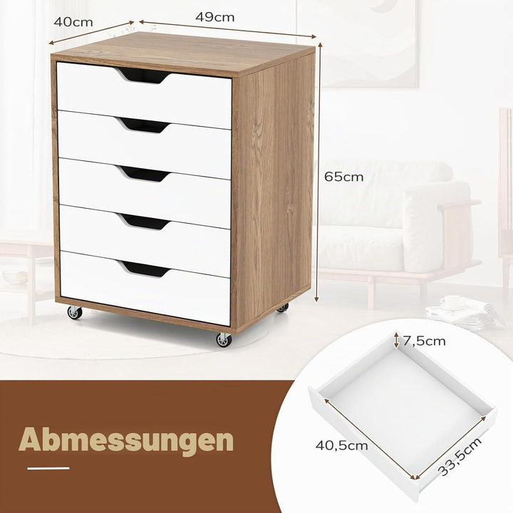 GIANTEX Aktenschrank auf Rollen, Rollcontainer mit Schubladen, mobiler Druckerständer für Home-Offic