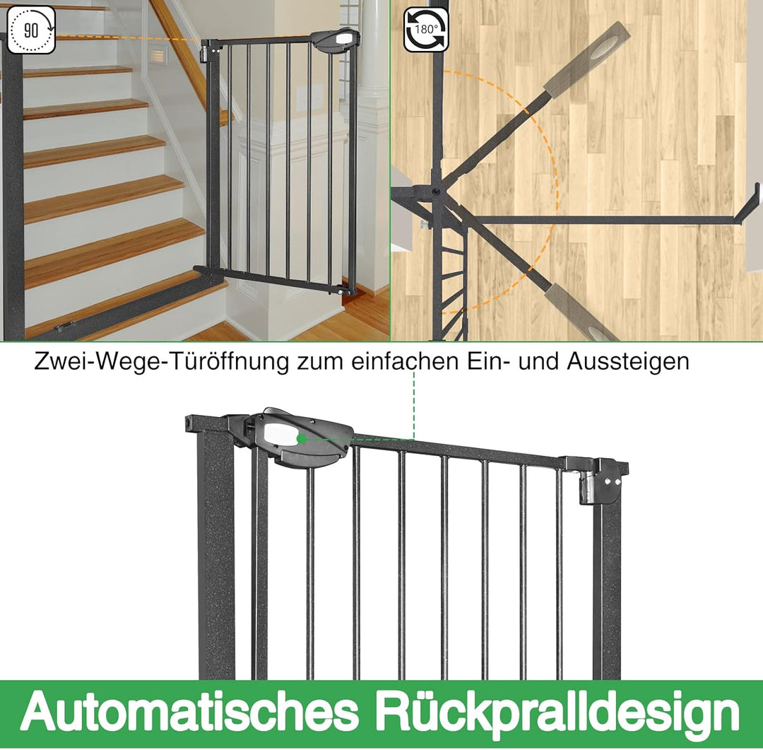 XMTECH Türschutzgitter Ohne Bohren Treppengitter für Kinder 95-105cm breit，Auto-Close Baby Türgitter
