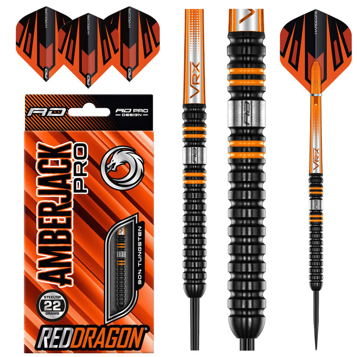 RED DRAGON Amberjack Pro Series Premium-Wolfram-Darts-Set mit Flights und Stielen 22 g 1 Stück, 22 g