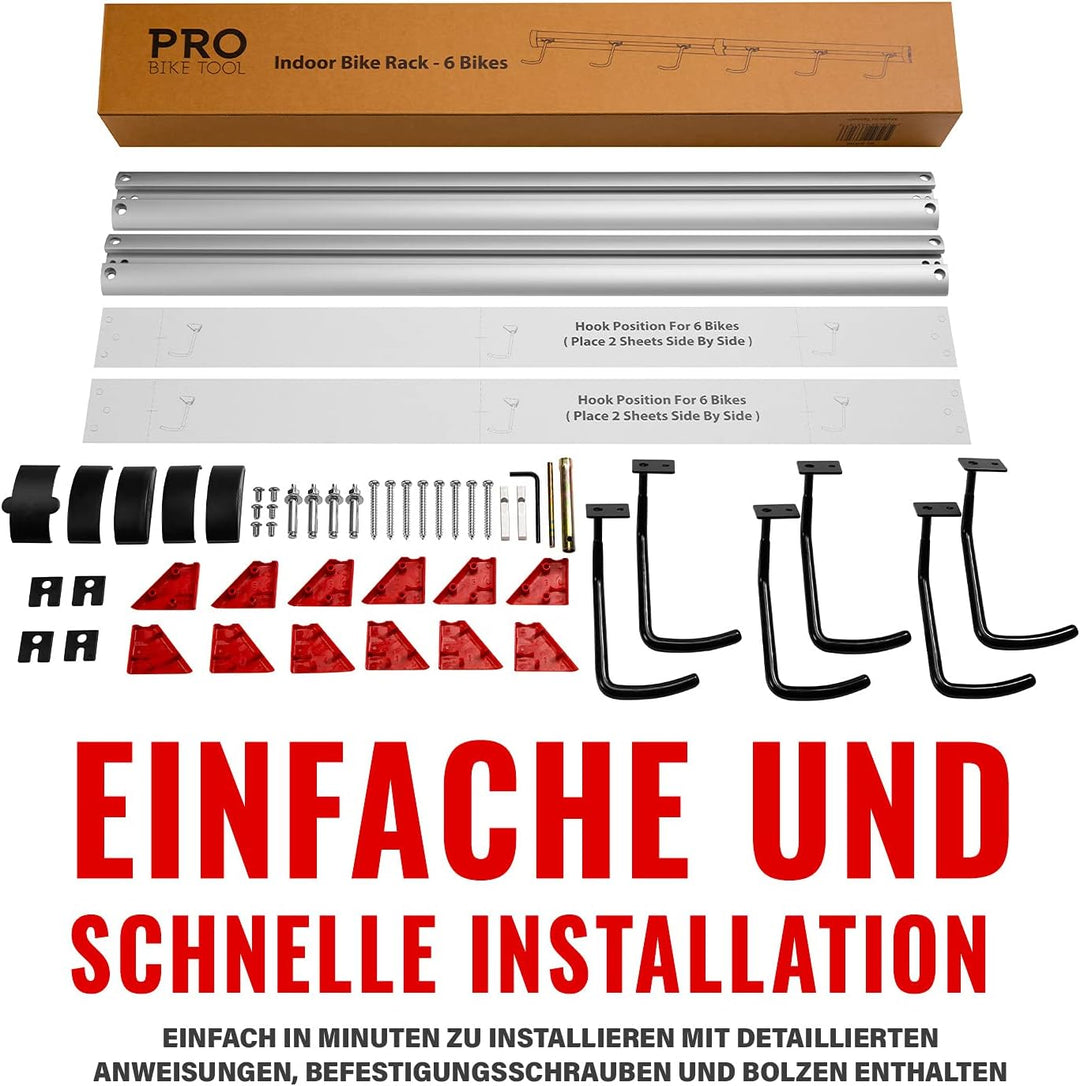 PRO BIKE TOOL Fahrrad Wandhalterung für 3 oder 6 Fahrräder - Verstellbare Garage &amp; Wohnung - Vertika