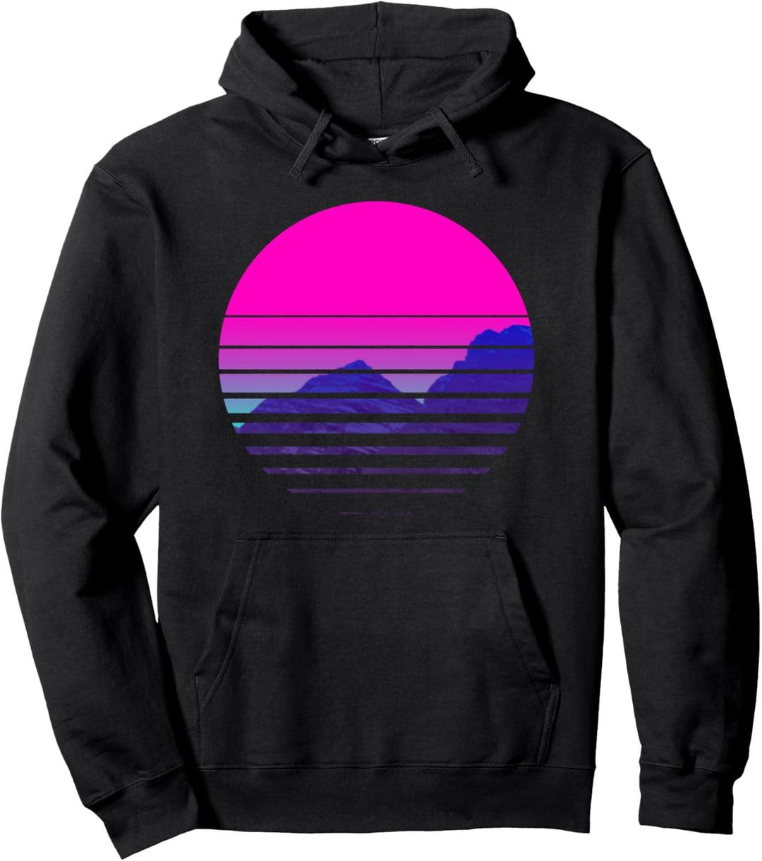 Vaporwave Sundown sunrise Mountains Scenery Pullover Hoodie