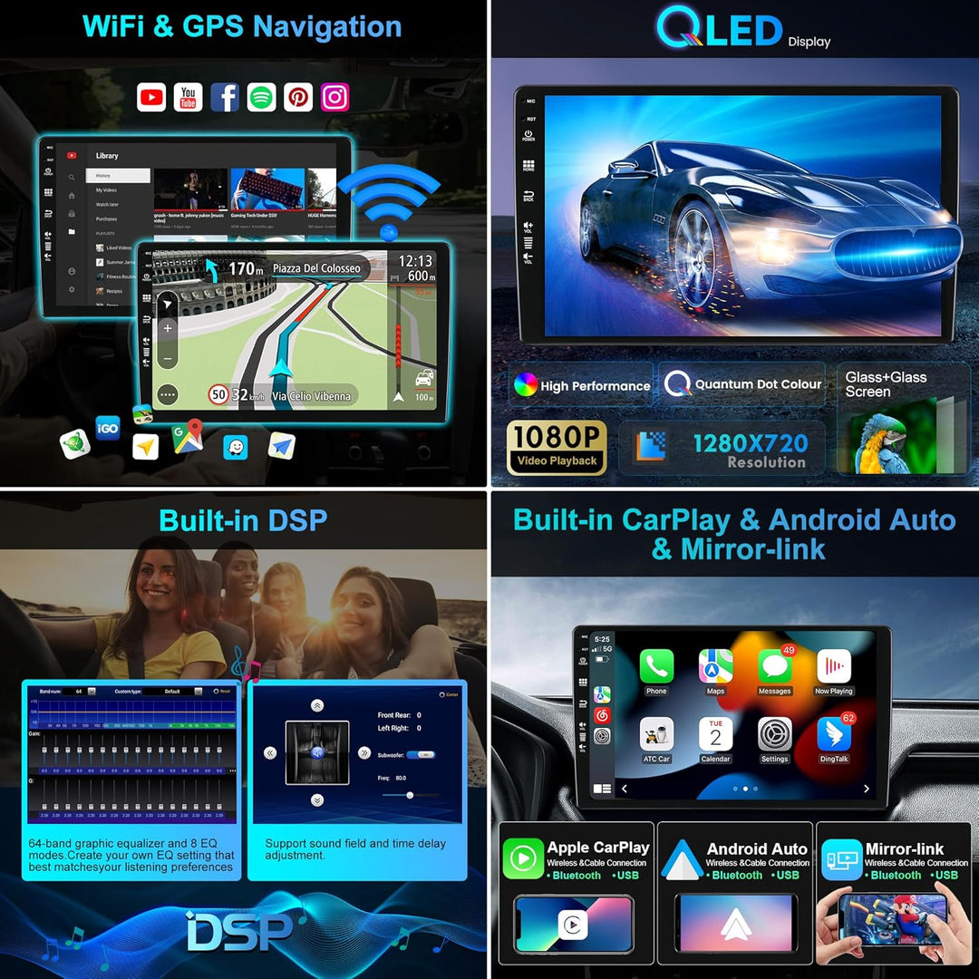 [6G+128G] - Android 15 - Autoradio für Honda Civic (2006-2011) - Kabellos CarPlay/Android Auto - LED