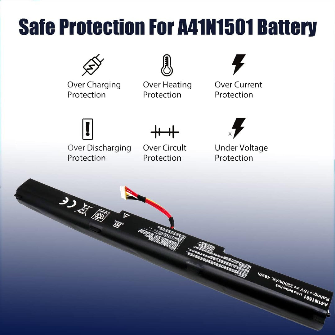 FengWings® A41N1501 L41LK2H L41LK9H, 15V 48Wh Akku für Ersatzen für ASUS N752 N752V N752VW N752VX N5