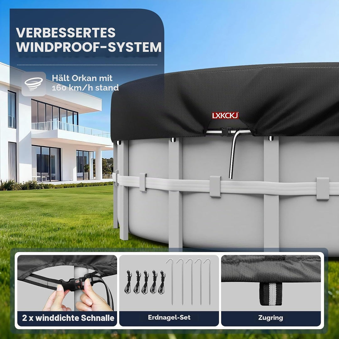 LXKCKJ Runde Poolabdeckung für oberirdische Pools- Lagertank Poolabdeckung mit Kordelzug Design-Whir