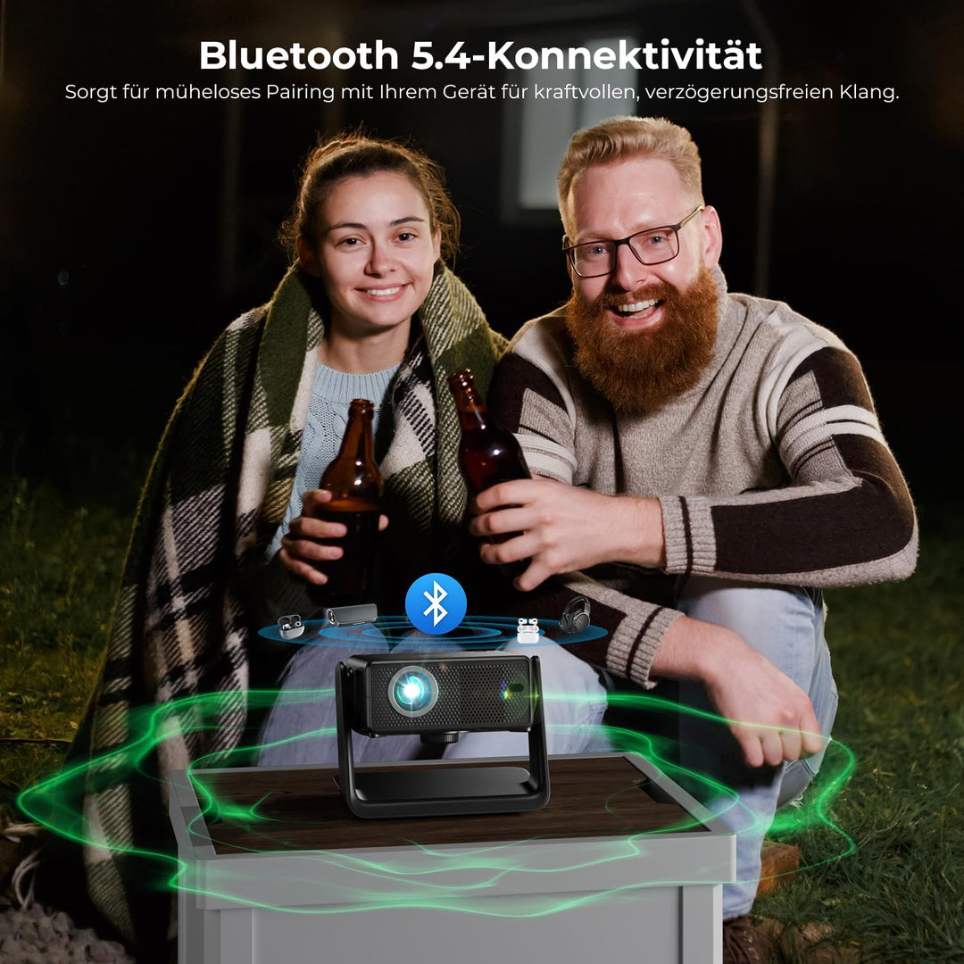 Beamer Kompatibel mit Netflix 28000 Lumen, Smart Beamer 4K unterstützt Native 1080P, WLAN 6 und Blue