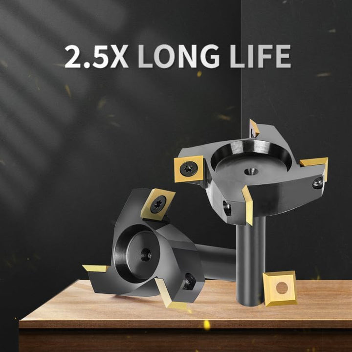 SpeTool Vernickelt Planfräser 12mm Schaft 45mm Schnittdurchmesser Planfräser für Oberfräse Flächenfr