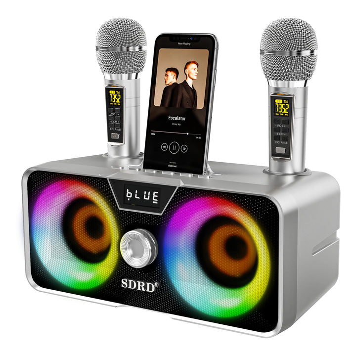Tragbarer Karaoke Maschine,Karaoke mit 30W Bluetooth Lautsprecher,2 Kabellosen Karaoke-MikrofonWiede