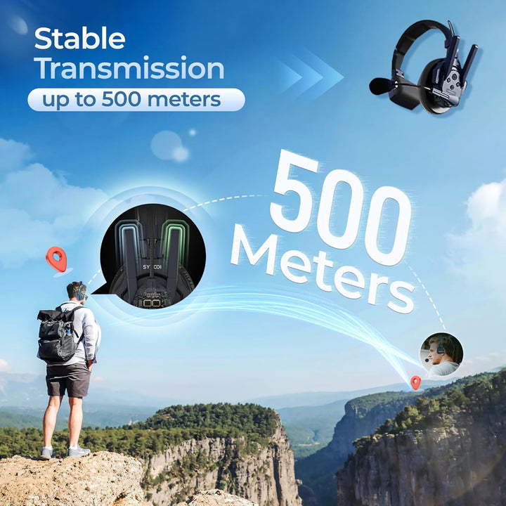 SYNCO Xtalk Master Wireless Intercom Headset System, 2,4 GHz Full-Duplex, 500 m Reichweite, Masterfr