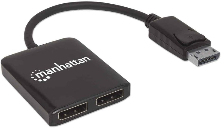 Manhattan 207768 DisplayPort auf 2-Port DP Splitter mit Multi-Stream Transport, schwarz Single, Sing