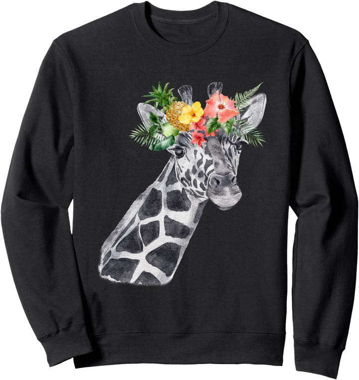 Giraffe Geschenke Blumen Aquarell Schwarz Sweatshirt