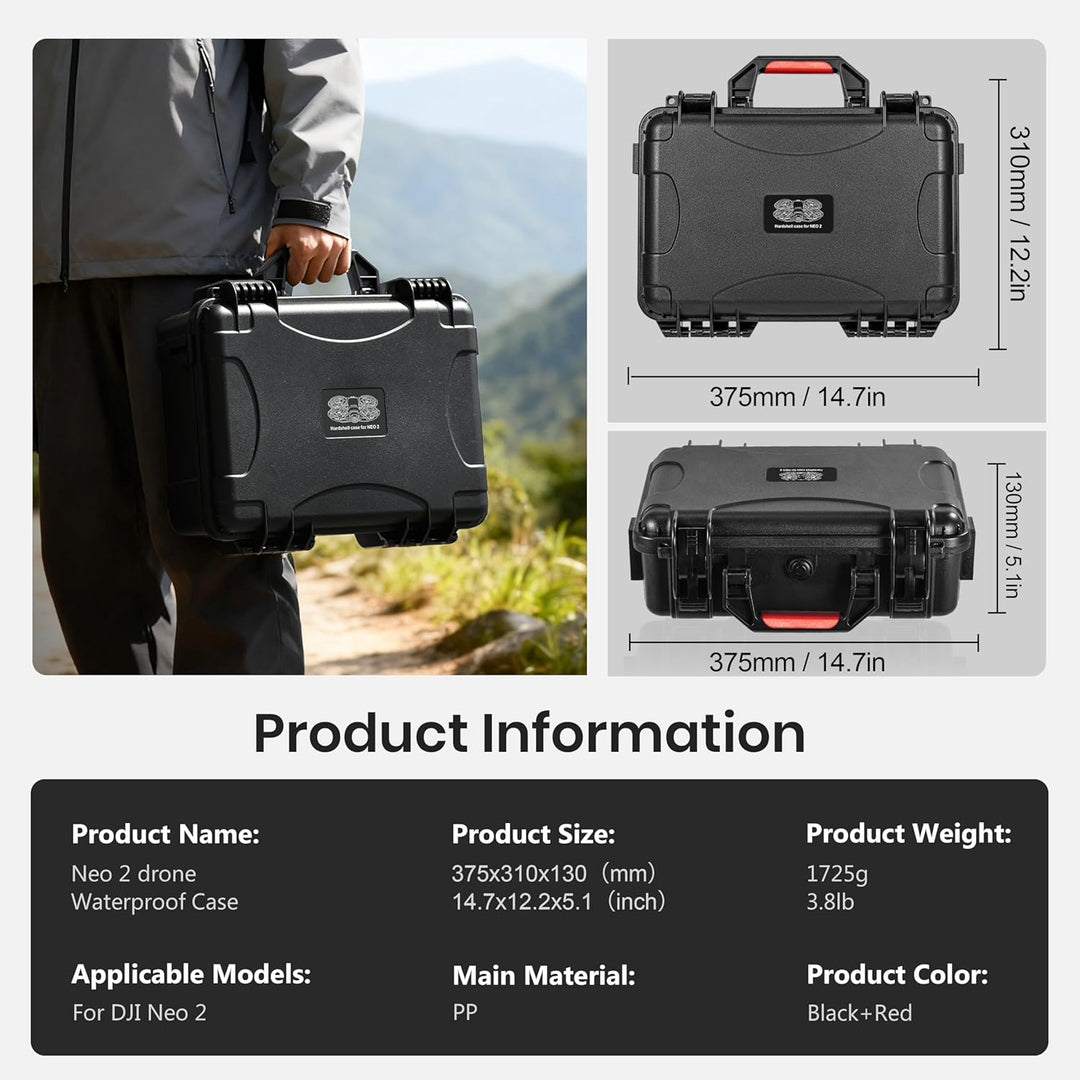 STARTRC Neo 2 Koffer,wasserdichte Hartschalen Tragetasche für DJI Neo 2 Fly More Combo Zubehör für R