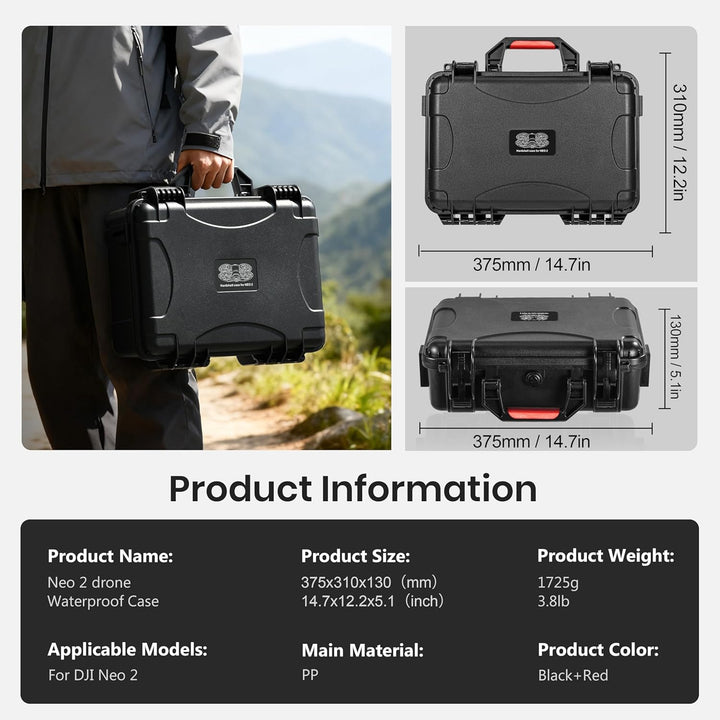 STARTRC Neo 2 Koffer,wasserdichte Hartschalen Tragetasche für DJI Neo 2 Fly More Combo Zubehör für R