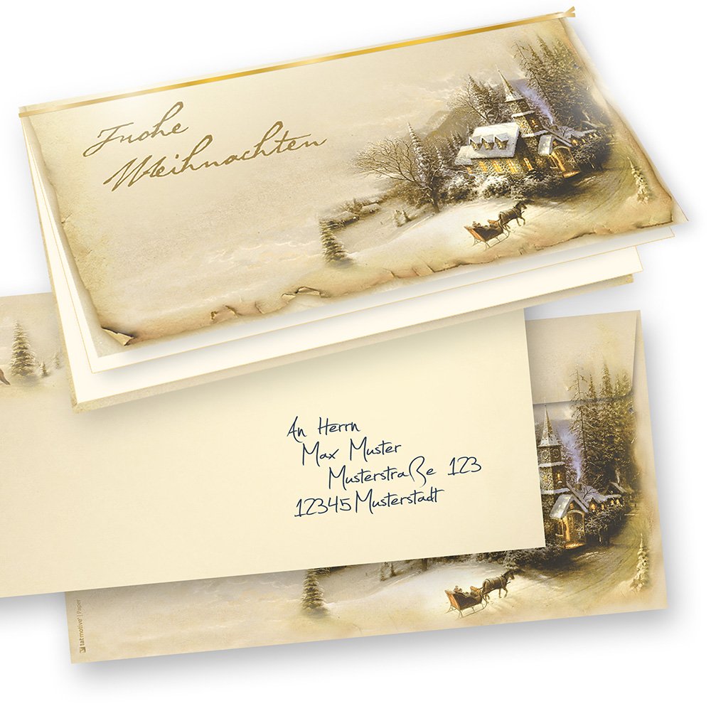 tatmotive 25-er Set Weihnachtskarten Klappkarten Grusskarten Set Motiv Winteridylle Jäger Jagd Frohe