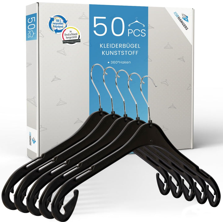Kleiderbügel 50 x NA T 47 cm RSR-Classic Blusenbügel Hemdenbügel - Kunststoff - platzspar - 360° dre