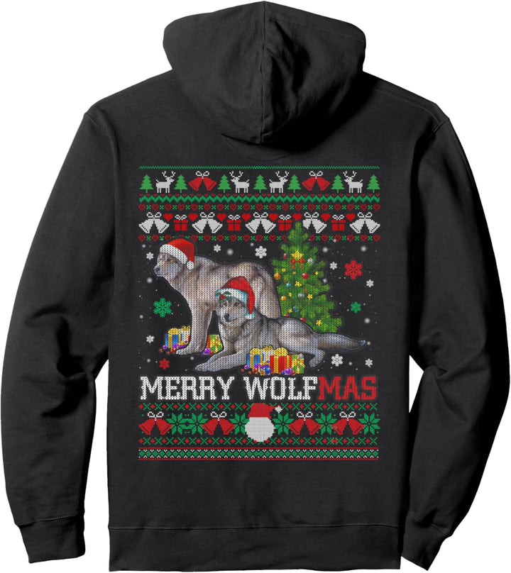 Frohe Wolfmas Frohe Weihnachten Wolf hässlicher Pullover Pullover Hoodie