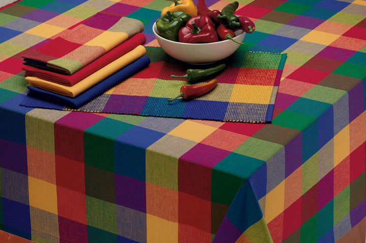 DII Basic Everyday Gerippte Tischset 100% Baumwolle Tischset 13x19 Summer Check 6-teilig Sommer Chec