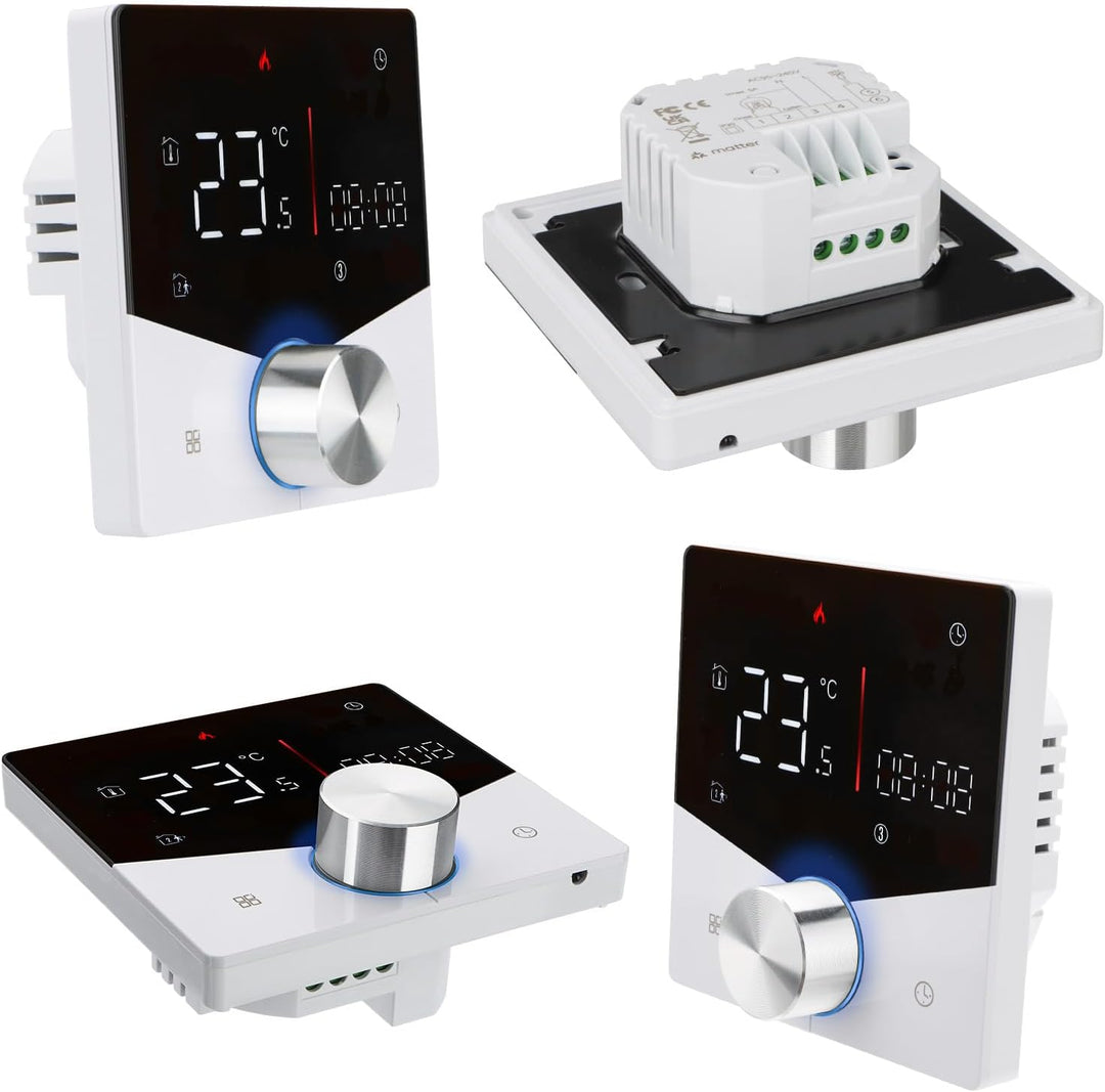 Wengart Matter Thermostat WG009, Smart WLAN Raumthermostat für Wassergeführte Fussbodenheizung, AC 2