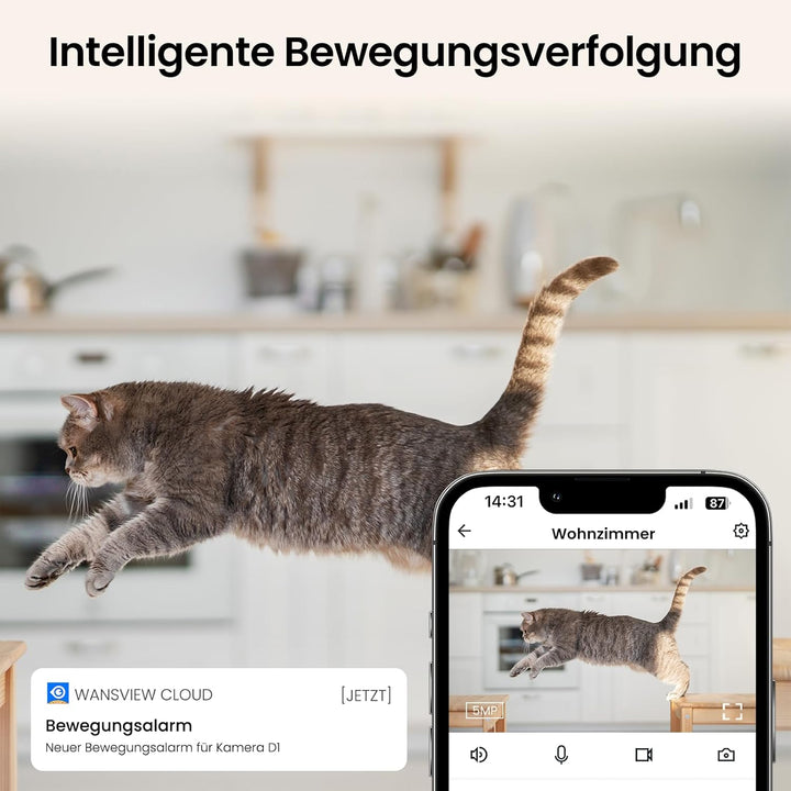 Cinnado Überwachungskamera Innen - 2K 3MP Babyphone mit Kamera, 360 Grad WLAN Indoor Hundekamera mit
