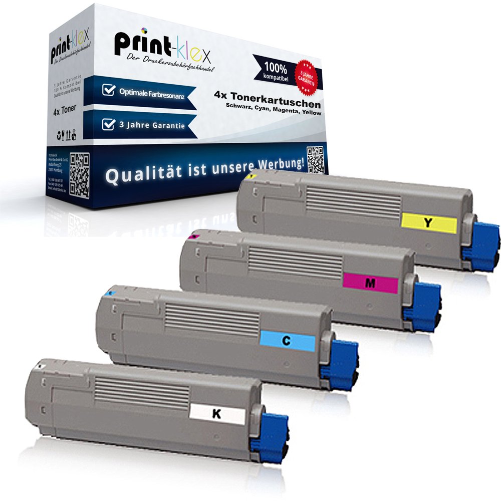 Print-Klex XXL Toner Set kompatibel für Oki C9600 C9600N C9600DN C9600HDTN C9600XF Pro Lite C9650 Ex