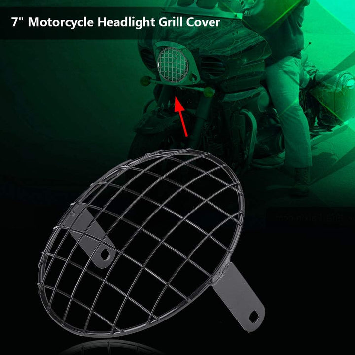 Headerbs Motorrad 8" Scheinwerfer Mesh Grill Side Mount Universal Abdeckmaske(Schwarz), Schwarz