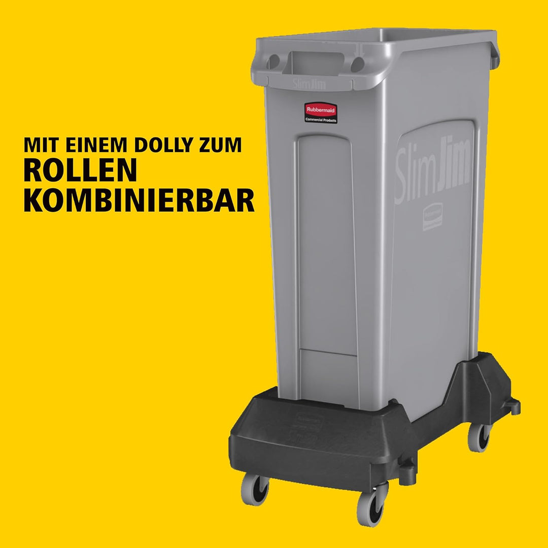 Rubbermaid Commercial Products 1955959 Vented Slim Jim-Abfalltonne, Kunststoff, 60 L, Schwarz Schwar