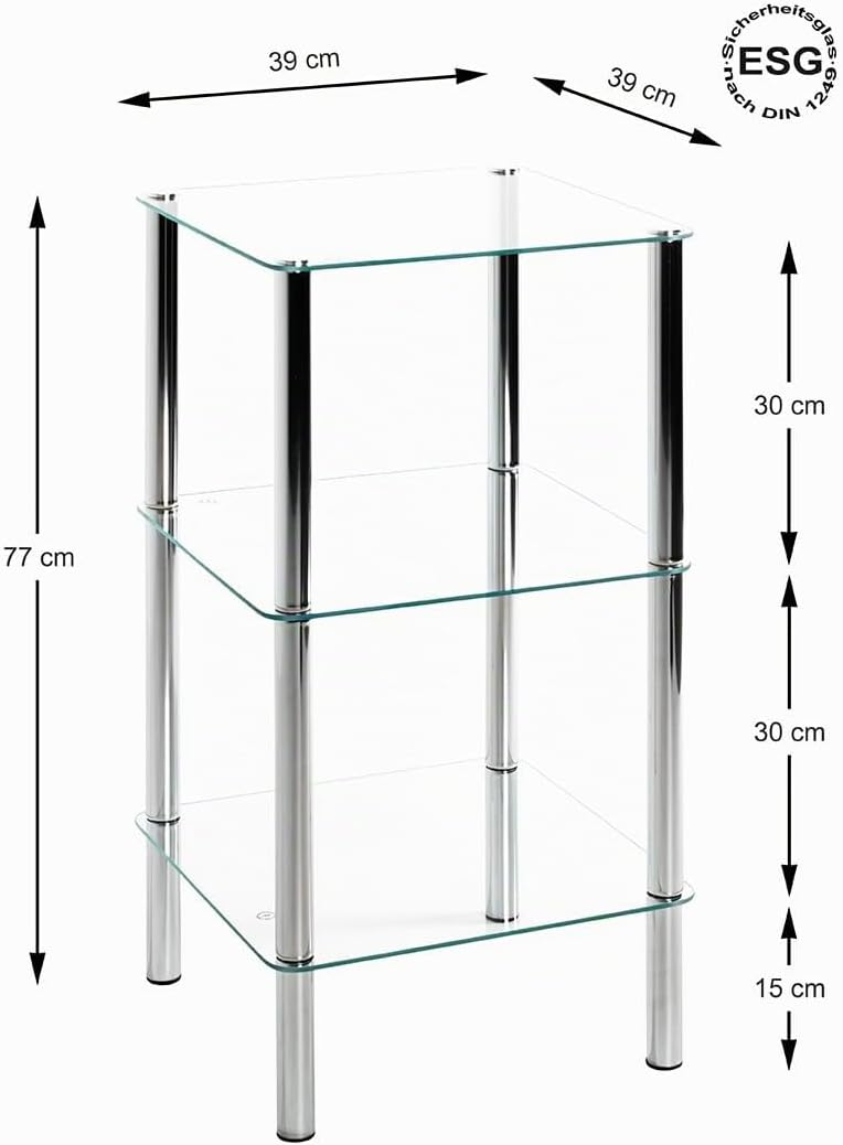 HAKU Möbel Regal, Metall, chrom, B 39 x T 39 x H 77 cm 39 x 39 x 77 cm Chrom, 39 x 39 x 77 cm Chrom