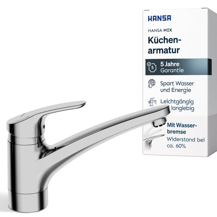 Hansa 01142283 Hansamix Spültisch-Einhand-Einlochbatterie, Chrom