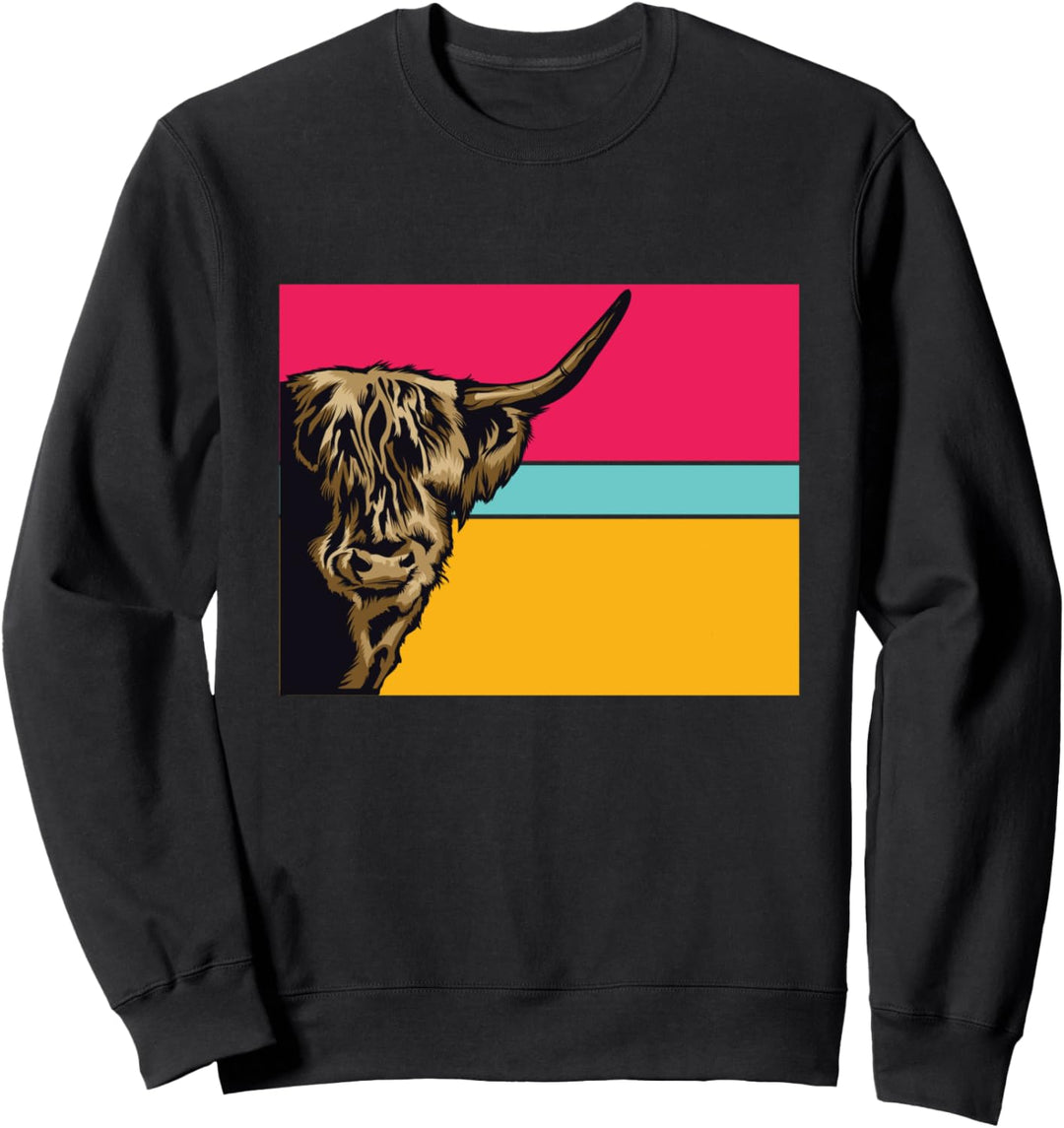 Retro schottische Highland Kuh Geschenk Sweatshirt