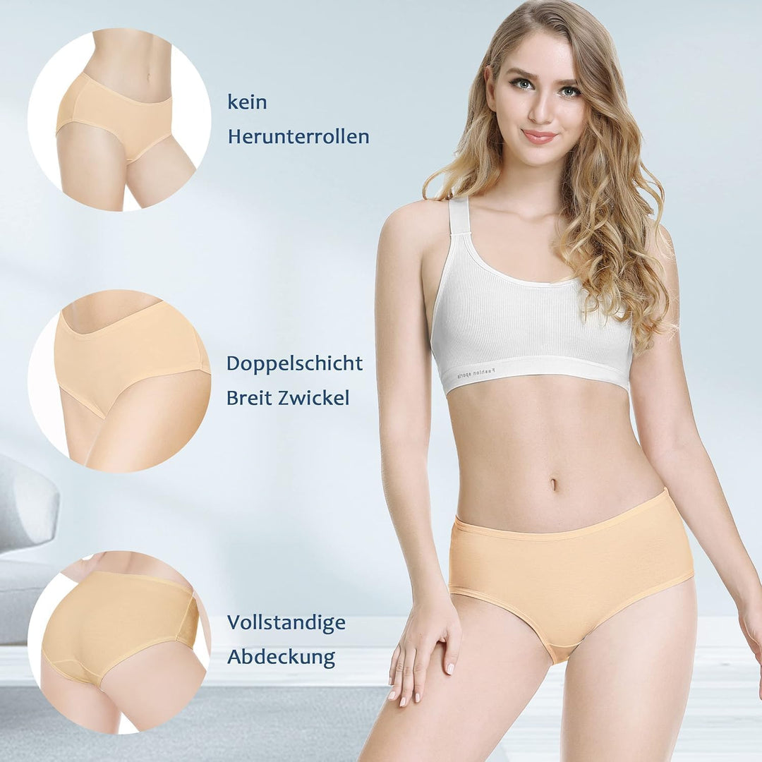 TUUHAW Unterhosen Damen Unterwäsche 6er Pack Baumwolle Slips Mittel Taille Panties S 6*mehrfarbig-3,