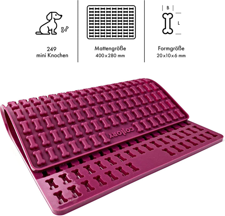 Collory® Mini Knochen (2cm) Silikon Backmatte, Backform für mini DIY Hundekekse und Leckerlis, Knoch